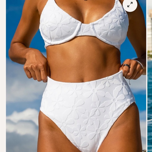 Watercolors by Kenny Flowers white high wait jacquard bikini bottom - Picture 2 of 2